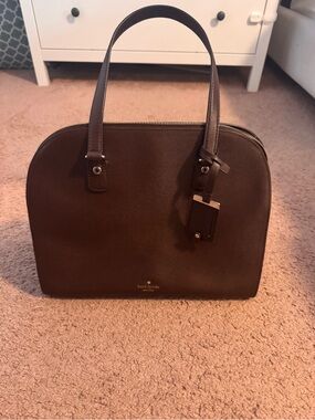 kate spade dark brown leather dome satchel